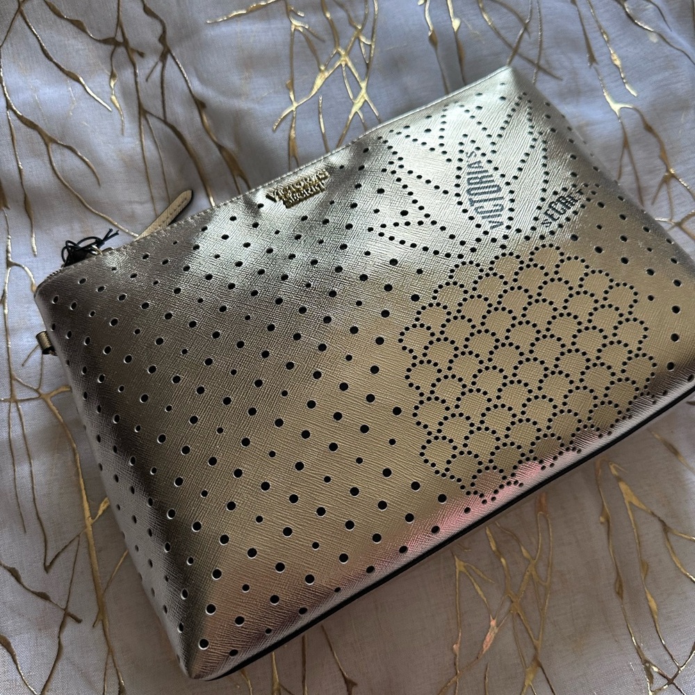Victoria's Secret Gold Cosmetic Bag with Pineapple Design